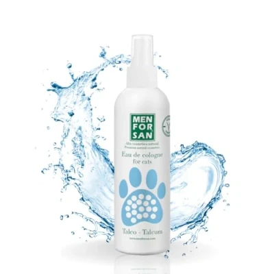 Afbeelding van MENFORSAN Eau de Cologne Talc voor katten, 125 ml, biedt een zeer aangename geur, deodorant effect