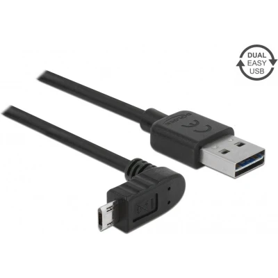 Afbeelding van Easy Micro USB haaks (boven/beneden) naar A kabel USB2.0 tot 2A / zwart 0,50 meter