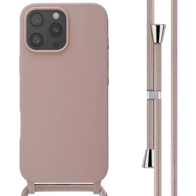 Afbeelding van imoshion hoesje Geschikt voor iPhone 16 Pro Max met koord Siliconen roze
