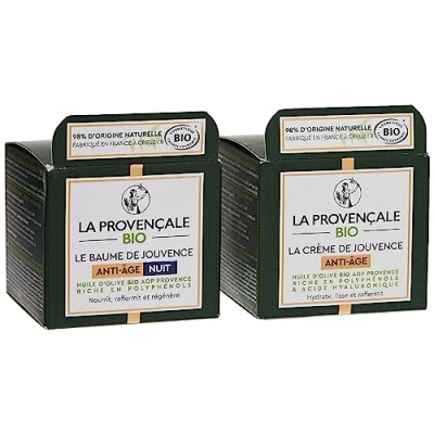 Afbeelding van La Provençale Bio Anti aging gezichtsroutine, dag en nachtcrème, biologisch gecertificeerd biologische olijfolie AOP Provence voor alle huidtypes, 50 ml (1 stuk)
