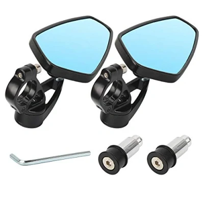 Afbeelding van GES Universele motorspiegels 22mm omgekeerde CNC achteruitkijkspiegel ovaal aluminium motorfiets (blauwe spiegel)