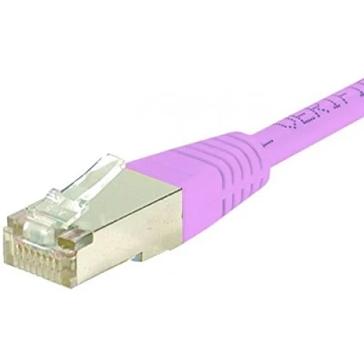 Afbeelding van Exertis Connect Patchkabel S/FTP, PiMF, CAT.6, roze, 0,7 m met bijzonder smalle knikbeveiliging (S/FTP, CAT6, 0.70 m), Netwerkkabel