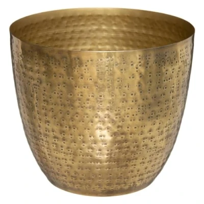 Afbeelding van Atmosphera Pot Oasis gehamerd metaal goud D18 cm