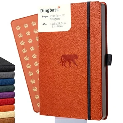 Afbeelding van Dingbats Notitieboek, middelgroot, Wildlife Squared, oranje tijger, A5, hardcover, crèmekleurig papier, 100 g/m², inktvast