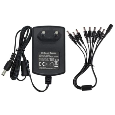 Afbeelding van AC naar DC voedingsadapter 12 V 3 A met 8 weg splitterkabel voor videobewakingscamera&#039;s DVR NVR LED lichtstrip