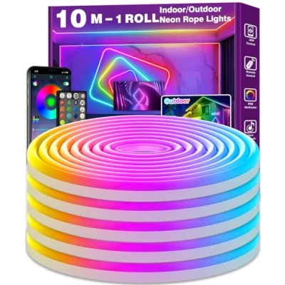 Afbeelding van AILBTON 10 m neon led lichtsnoer, bediening met app/afstandsbediening, flexibel ledlicht, meerdere modi, neonverlichting RGB waterdicht IP65
