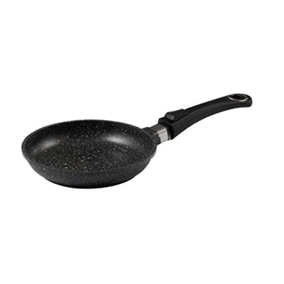 Afbeelding van Pradel Excellence Koekenpan van premium aluminium, anti aanbaklaag &quot;steenachtig&quot;, afneembare handgreep geschikt voor alle warmtebronnen, inclusief inductie, oven en vaatwasser diameter 24 cm