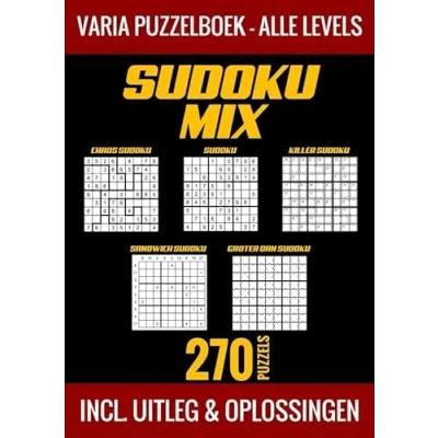 Afbeelding van Sudoku Mix Puzzelboek Alle Levels 270 Puzzels Incl. Uitleg en Oplossingen