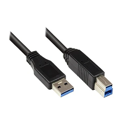 Afbeelding van USB A naar B kabel USB3.0 tot 0,9A / zwart 5 meter