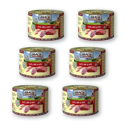 Afbeelding van MAC&#039;s Kittenvoer Natvoer Blik 70% Kalkoen, Rund en Eend 6 x 200g