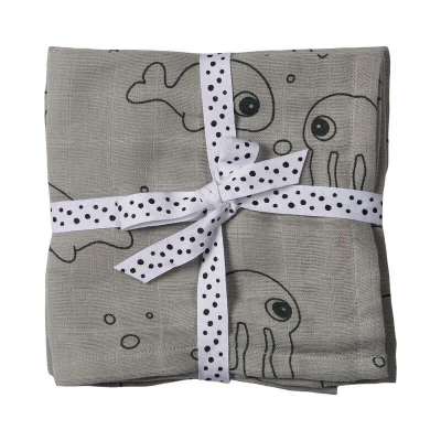 Afbeelding van Done by Deer Swaddles 2 Pack Sea Friends Grey