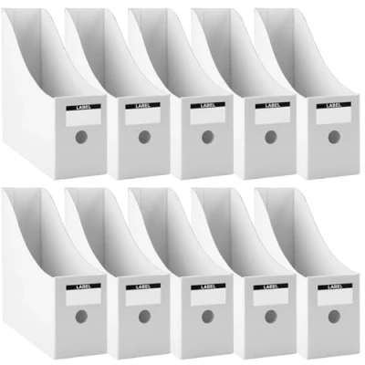 Afbeelding van Foydream Tijdschriftenhouder van kraftpapier, A4, 10 stuks, tijdschriftenhouder, bureau organizer voor bestanden, mappen, kantoorbenodigdheden