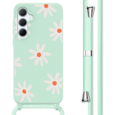 Afbeelding van imoshion hoesje Geschikt voor Samsung Galaxy A55 met koord Siliconen design Meerkleurig / Green Flower Distance