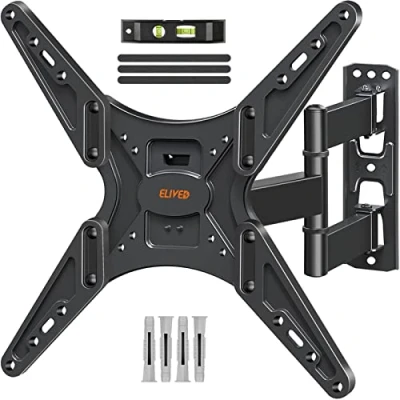 Afbeelding van TV muurbeugel zwenkbaar kantelbaar houder voor 26 55 inch flat/gebogen of monitor tot 40 kg met Max VESA 400x400mm, wandhouder EV009