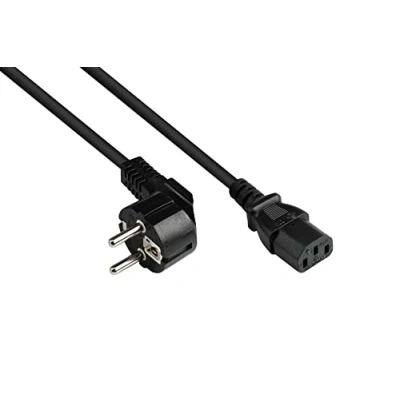 Afbeelding van C13 (recht) CEE 7/7 (haaks) stroomkabel 3x 0,75mm / zwart 1 meter
