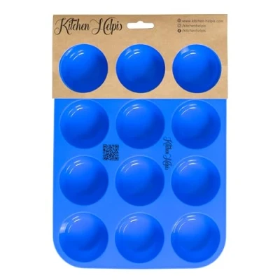 Afbeelding van Kitchen Helpis® 12 stuks muffinvormen van siliconen, BPA vrij, anti aanbaklaag, bonus, muffinvorm, vaatwasmachinebestendig, muffinvorm
