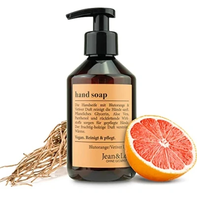 Afbeelding van Jean &amp; Len Handzeep Bloedsinaasappel Vetiver 250 ml 1 stuk(s) Luxe met en geur Vegan