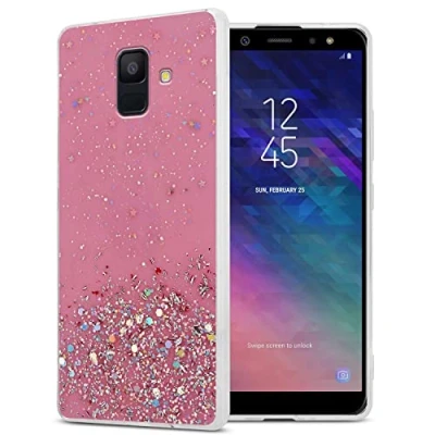 Afbeelding van Cadorabo Hoesje geschikt voor Samsung Galaxy A6 2018 in Roze met Glitter Beschermhoes van flexibel TPU silicone fonkelende glitters Case Cover Etui