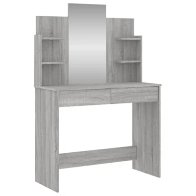 Image de vidaXL Coiffeuse avec miroir sonoma gris 96x39x142 cm837580