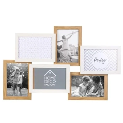 Image de The Home Deco Factory Pêle mêle bois et blanc photos 10 x 15 cm Family 6