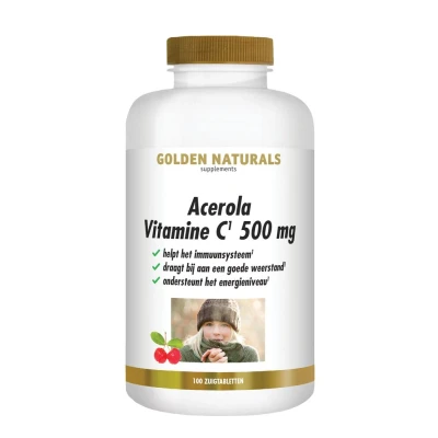 Afbeelding van Golden Naturals Acerola Vitamine C 500mg Tabletten