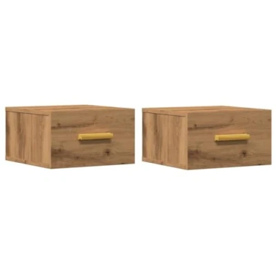 Afbeelding van vidaXL Nachtkastjes 2 st wandgemonteerd 35x35x20 cm artisanaal eiken