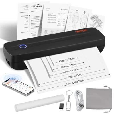 Image de VEVOR Imprimante Thermique Portable sans Fil Mini Encre 2600 mAh