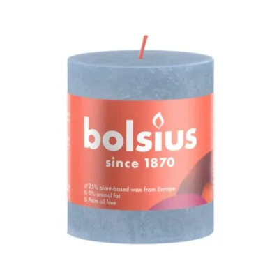 Afbeelding van Rustiek stompkaars shine 80 x 68 mm Sky blue kaars Bolsius