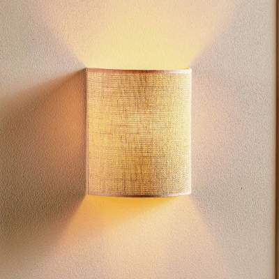 Afbeelding van Wandlamp Euluna jute, bruin, textiel, 24 cm hoog, E27