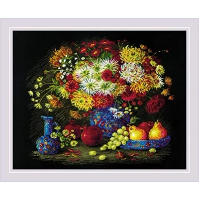 Afbeelding van Borduurpakket Stilleven met chrysanten