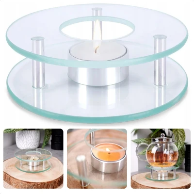 Afbeelding van Cheqo® Theepot Warmhouder Rechaud met Waxinelicht Theewarmer Theelichtje Thee Warmhoudplaat Verwarmer Theelicht Warmer 12 cm Stijlvolle