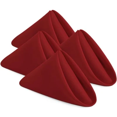 Afbeelding van KICHLY Doekservetten [24 stuks, rood] 43 x cm, 100% polyester dinerservetten met omzoomde randen, wasbare servetten, ideaal voor feestjes, bruiloften en diners