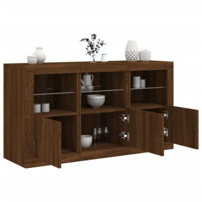 Afbeelding van vidaXL Dressoir met LED verlichting 123x37x67 cm bruin eikenkleur