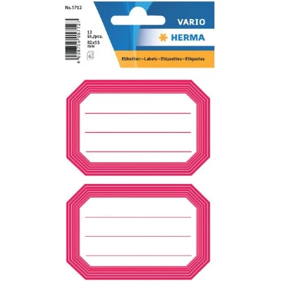 Afbeelding van Etiket HERMA 5712 82x55mm schrift rode rand 12 stuks Blister a 6 vel 10