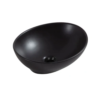 Afbeelding van Wiesbaden Barco waskom ovaal 40 x 33 14,5 cm keramiek mat zwart