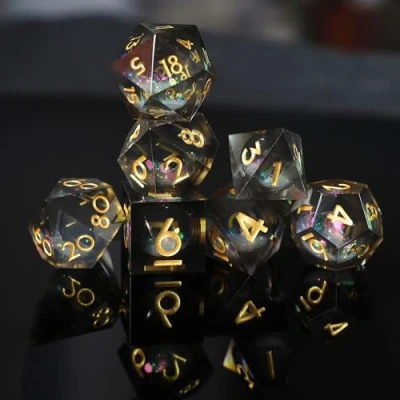 Afbeelding van DND D&amp;D Polyhedral hars dobbelstenen set voor kerkers en draken RPG MTG Pathfinder geschenkdoos D4 D6 D8 D10 D% D12 D20 tafelspellen met