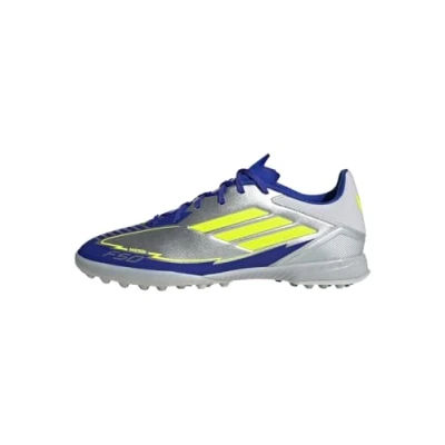 Afbeelding van adidas Performance Messi F50 League Boots TURF Voetbalschoenen voor kunstgras, Heren, Maat: 40, Silver/yellow/blue Kunststof