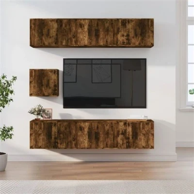 Afbeelding van vidaXL 7 delige Tv meubelset bewerkt hout gerookt eikenkleurig