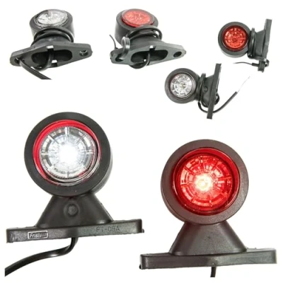 Afbeelding van 2 stuks 12 V 24 rubberen led sjabloonlampen met E keurmerk voor auto, vrachtwagen, caravan, wit licht rood kort