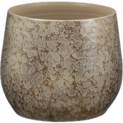 Afbeelding van Mica Decorations oliver ronde bloempot bruin maat in cm: 17 x 19