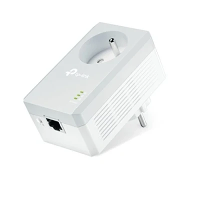 Afbeelding van TP Link CPL 600 Mbps met geïntegreerd stopcontact en ethernetpoorten, stekker, compatibel alle oudere modellen internetboxen, TL PA4015P