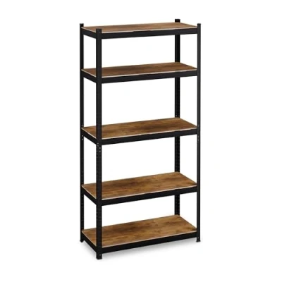 Afbeelding van Relaxdays stellingkast 180x90x40 cm 500 kg staal industrieel woonkamer zwart/bruin