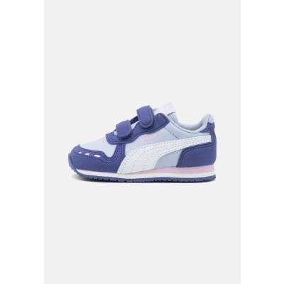 Afbeelding van Puma Cabana Racer 20 Unisex Sneakers laag voor kinderen, Maat: 24, Cool weather/white/blue crystal/rose mauve Imitatieleer/ textiel