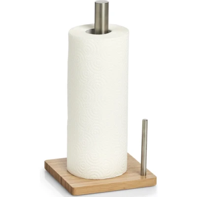 Afbeelding van Zeller keukenrolhouder bamboe hout vierkant 16 x 32 cm keukenpapier houder