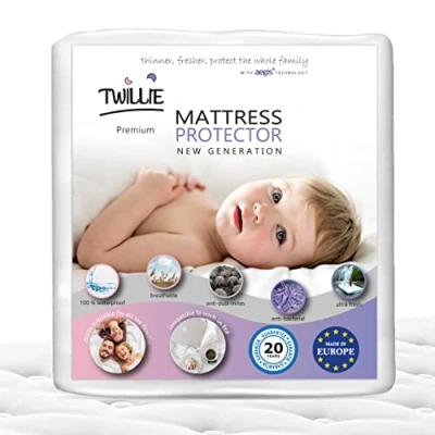 Afbeelding van Twillie Matrasbeschermer, 70 x 160 cm, waterdicht en ademend matrasbeschermer van de hoogste kwaliteit, gecertificeerd volgens Öko TEX® Aegis® hypoallergeen anti mijt bacterieel matrashoes 100% polykatoen