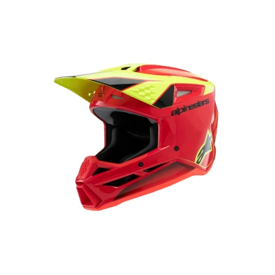 Afbeelding van Alpinestars 2025 Supertech M3 Fray Jeugd Crosshelm Rood / Fluor Geel Zwart maat YM