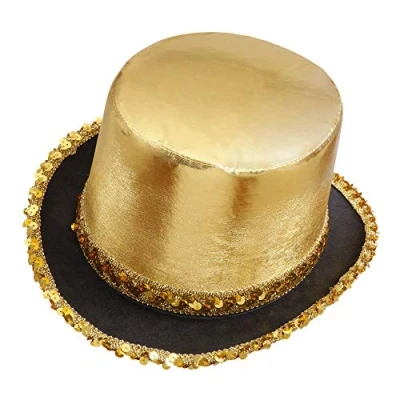 Afbeelding van &quot;Gold LAM Top HAT MET SEQUIN TRIM&quot;