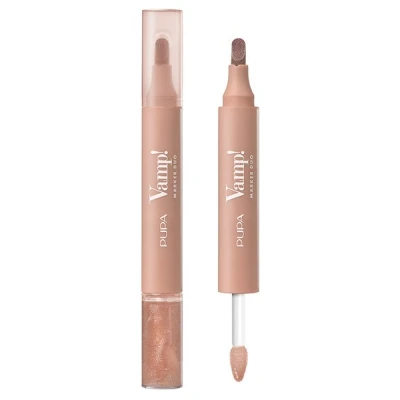 Afbeelding van Pupa Rouge à Lèvres + Gloss Vamp! Marker Duo, avec acide hyaluronique 3 en 1 Définit, couleur et rempli, Contouring Disponible 9 variantes de (001 Watery Nude)