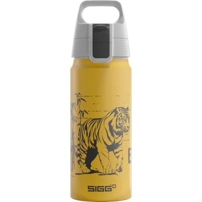 Afbeelding van SIGG Aluminium drinkfles voor kinderen WMB ONE Brave Tiger Geschikt koolzuurhoudende dranken Lekvrij Vederlicht BPA vrij ClimatePartner gecertificeerd Sport en school Geel