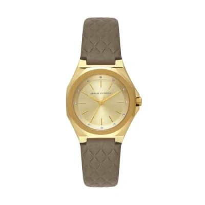 Afbeelding van Armani Exchange Dameshorloge met kwartsuurwerk en kast van 40 mm, roestvrij staal, leer of siliconen band, Warm bruin, sleutelkoord